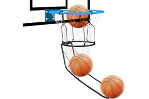 LJBJHMA Basketball Return Attachment, Sturdy Metal Basket Ball Return Training Equipment, Heavy Duty Basketball Rebounder wit