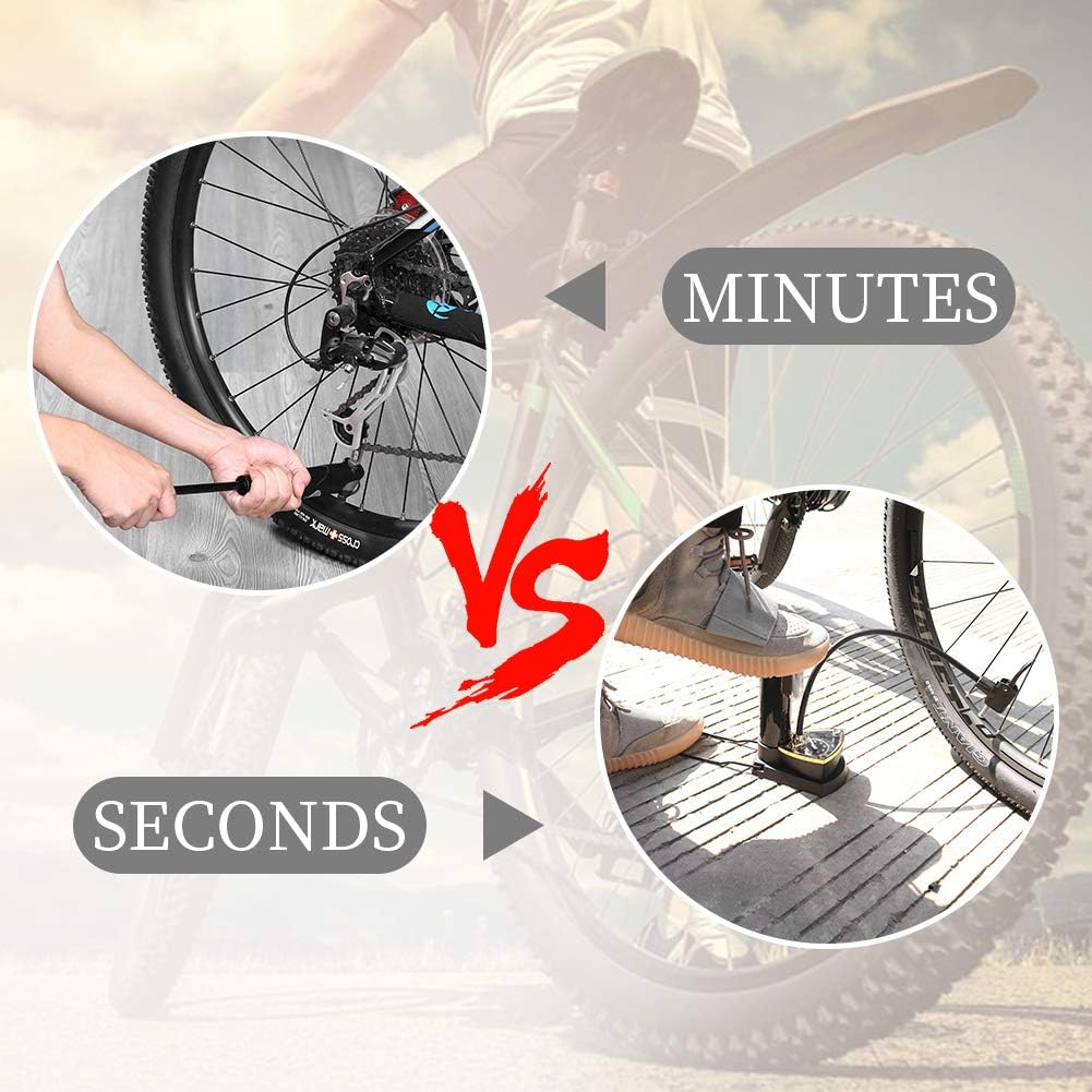 TOOLITIN Bicycle Pump with Gauge Portable Bike Pump Bike Floor Pump Compatible with Presta & Schrader Valve Hand and Foot Activated for Road Bike Mountain Bike Balls Balloons : Sports & Outdoors