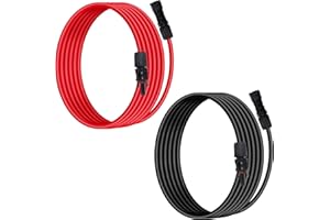 Behaunty 10AWG (6mm²) Solar Panel Extension Cable 5FT - Black & Red, Heavy Duty, Weather Resistant, Standard Solar Connectors Solar Extension Cable for Solar Power Systems, RVs, Boats