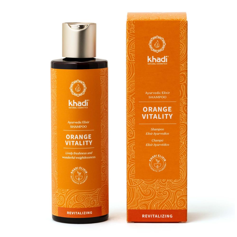 khadi ORANGE VITALITY Ayurvedic shampoo - vitality & volume - defined curls - against greasy hair - 100% natural & silicone-free - 100g