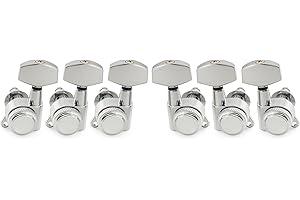 Musiclily Pro 3R3L 18:1 Ratio Full Sealed Locking Machine Heads Tuners Tuning Pegs Keys with Big Hex Button 45 Degree Screw for Acoustic Electric Guitar, Chrome