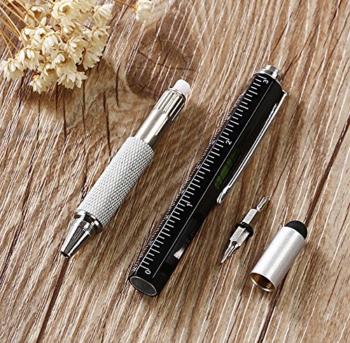 Multi-Word 6 in 1 Multi Function Tool Ballpoint Pen with Ballpoint, Ruler, Screwdriver, A Flat Head, Touch-Screen Pen (3 PCS,Black) - Thumbnail 5