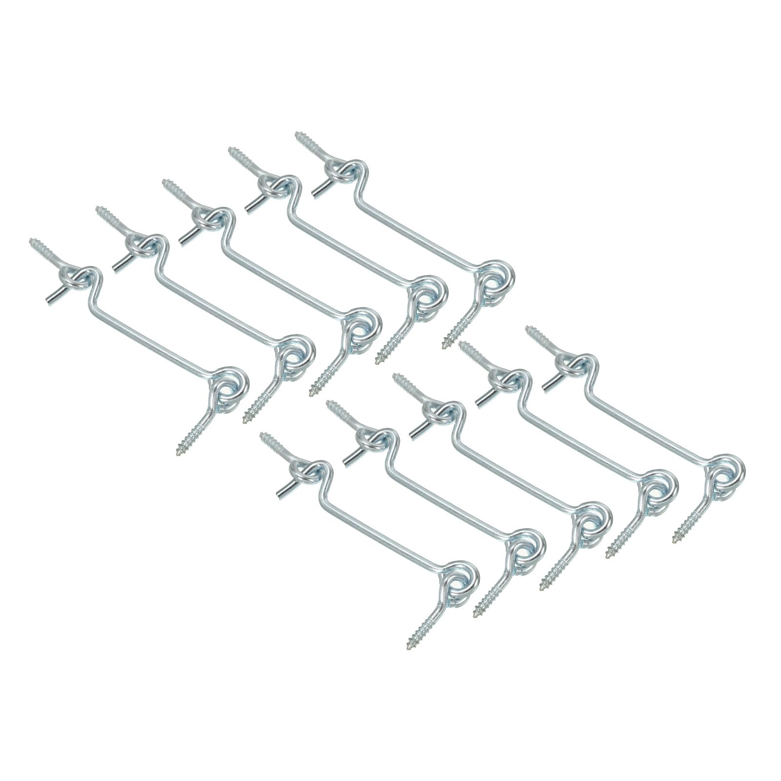 PATIKIL 3 Inch Barn Door Latch, 10 Pack Carbon Steel Window Sliding Door Cabin Hook Eye Latch Lock with Mounting Screws for Gate Barn Door, Silver Tone