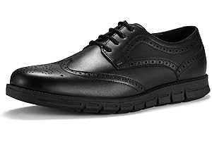 HEEZ Men's Dress Oxford Shoes Classic Wingtip Lace Up Formal Shoes Comfy Casual Business Office Walking Shoes