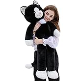 Tezituor 39.5 inch Giant Cat Stuffed Animal, 3.2lbs Stuffed Cat Plush Toy with Long Legged, Large Black Kitty Plush Body Pillow Birthday for Boys Girls