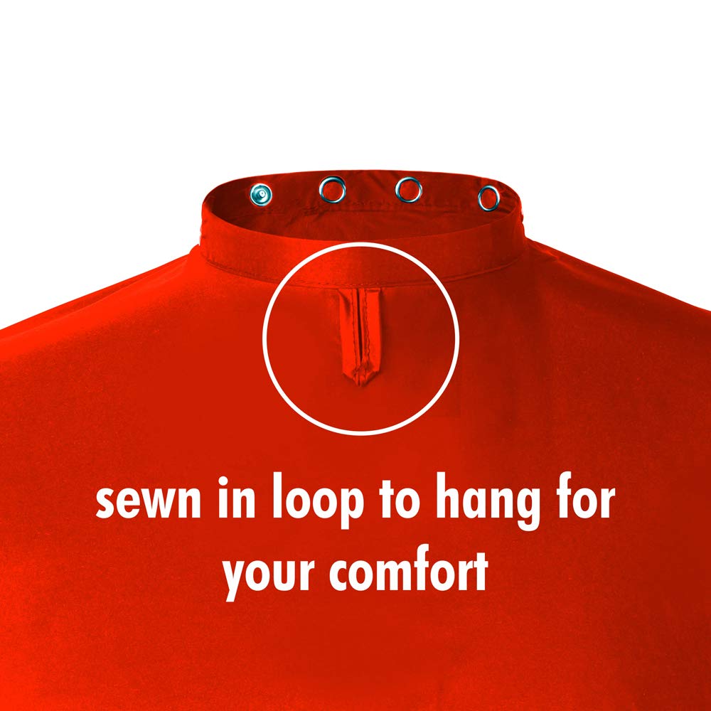 Nylon Salon Cape – Water And Stain Resistant Apron With Adjustable Snap Closure For Hairstylists, Hairdressers and Barbers – Easy Clean, Hanging Loop, 50” x 60” - HairDay Care (Red) : Beauty
