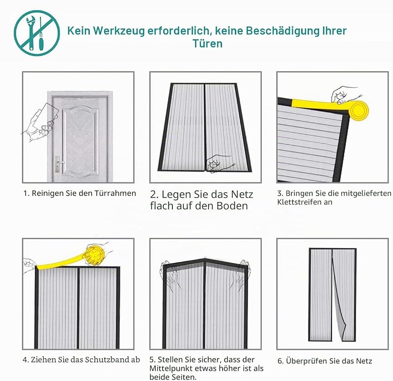 Fliegengitter Tür Magnet, Insektenschutz Balkontür 80x205 cm, Aktualisierte Version Schwarz Magnetvorhang Insektenschutz Ohne Bohren,Fliegenvorhang für Schiebetür und Wohnzimmer