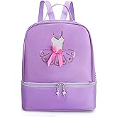 Yitengteng Ballet Dance Backpack for Little Girls Ballerina Purple Bag for Dance Toddler Dance Bag Gymnastics Latin Dance Yoga Tap Dance Jazz Storage Bag,27cmx30cmx15.5cm