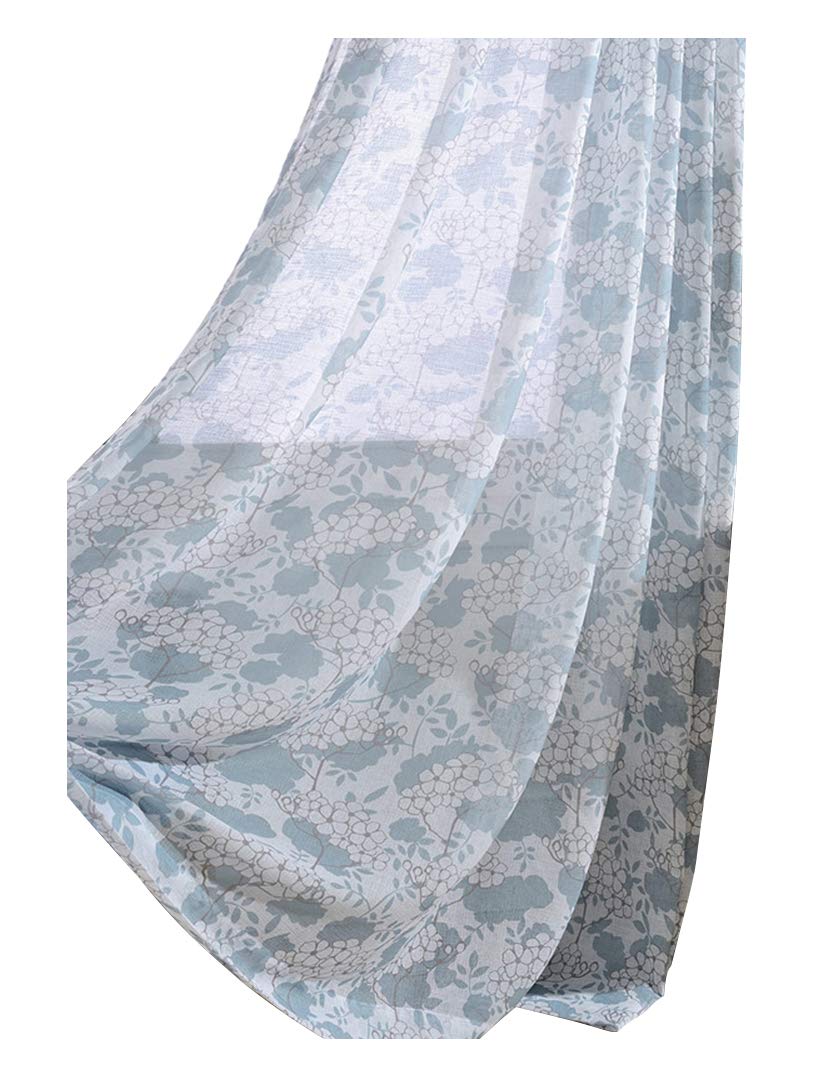 Aside Bside Natural Countryside Floral Print Sheer Curtains Rod