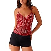 MISSACTIVER Womens Sequin Crop Tops Sexy Backless Criss Cross Straps Tank Tops Y2K Sparkle Sleeveless Open Back Camisole