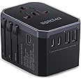 EPICKA Universal Travel Adapter, International Power Plug Adapter with 3 USB-C and 2 USB-A Ports, All-in-One Worldwide Wall Charger for USA EU UK AUS (TA-105C, Black)