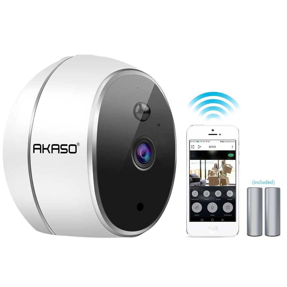 AKASO WiFi Security Camera, HD 720P Rechargeable Wireless IP