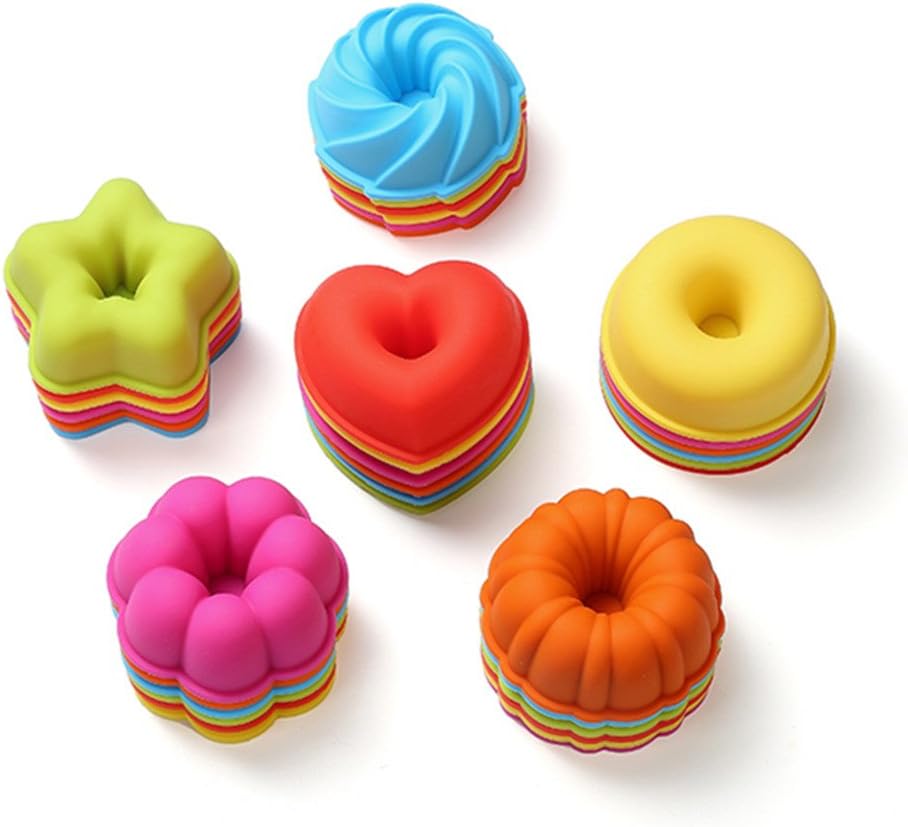 36 Pcs Reusable Silicone Donuts Pans by To encounter Nonstick Heat Resistant Doughnut mold Silicone Muffin Cups Donuts Baking Pan