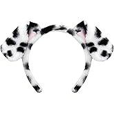Dog Ears Headband Fluffy Puppy Cosplay Costume Headwear Animals Ears Headband Plush Dalmatian Hair Hoop for Halloween