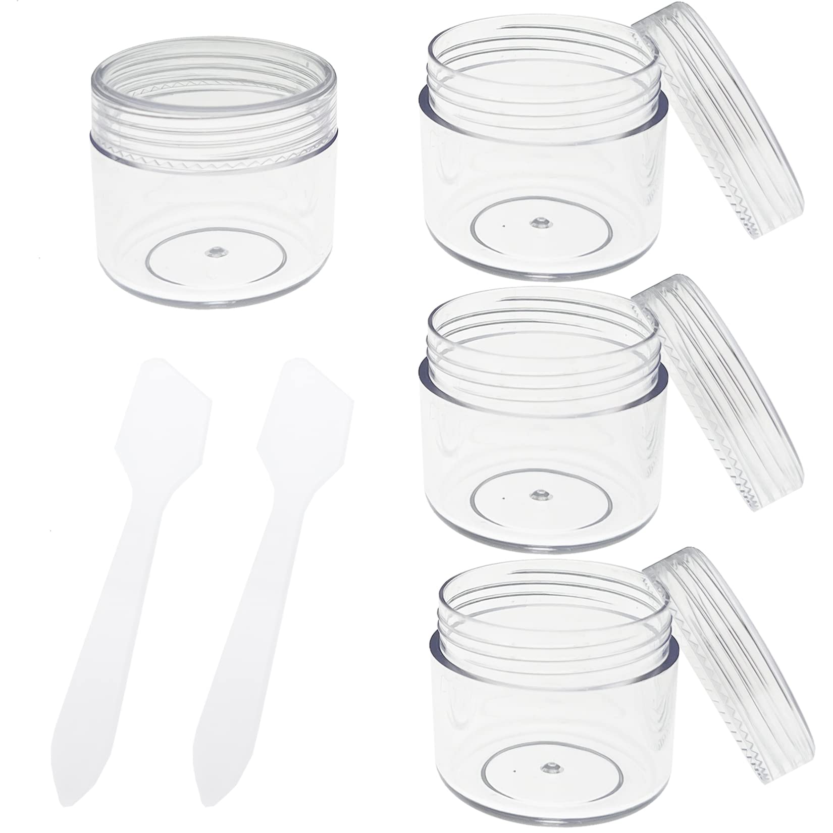 Small Plastic Containers with Lids 4PCS 20ml Wide Mouth Travel Pots for Toiletries Leakproof Sample Jars for Creams, Lotion, Cosmetics, Glitter Nail Art, Transparent