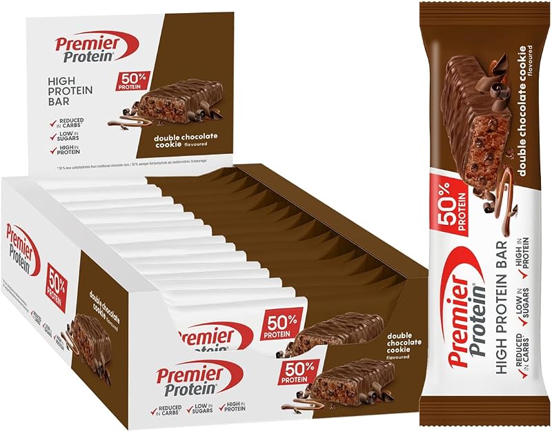 High Protein Bar Double Chocolate Cookie 16x40g - High Protein Low Sugar Riegel + Palmölfrei
