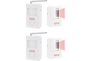 S SELDORAUK Barking Dog Alarm Motion Detector,Pir Wireless Human Body Walking 2 Sensors 2 Receivers Doorbell Door Security Alert System Device for Home or Office Burglar Deterrent (2Sensors + 2Receivers, White)