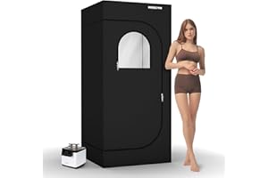 HIGOSPRO 600D Canvas Full Size Steam Sauna, 71in High Sauna Box, Portable Sauna, Personal Steam Sauna with Touchscreen 1000W & 2.6 L Steam Generator, Remote Control
