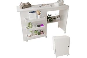 Barlezy Folding Sewing Table, Wood Sewing Craft Table with Storage Shelves & Lockable Casters, Rolling Craft Station Desk for