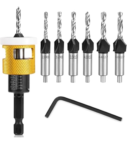 4-Piece Countersink Drill Bit Set – Carbon Steel Four-Blade Bits With Hex Wrench, Sizes 2.8–4mm For Wood, MDF & Plywood