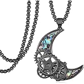 Tiaxiemo Gothic moon Necklace 925 Sterling Sliver Moon Necklace Gothic Jewelry Gifts for Men