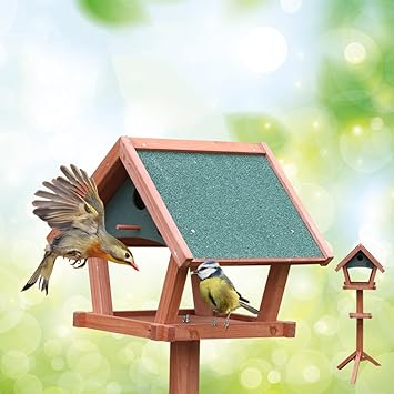 Bird Feeder Outdoor Garden Solid Wood Rainproof Floor Models