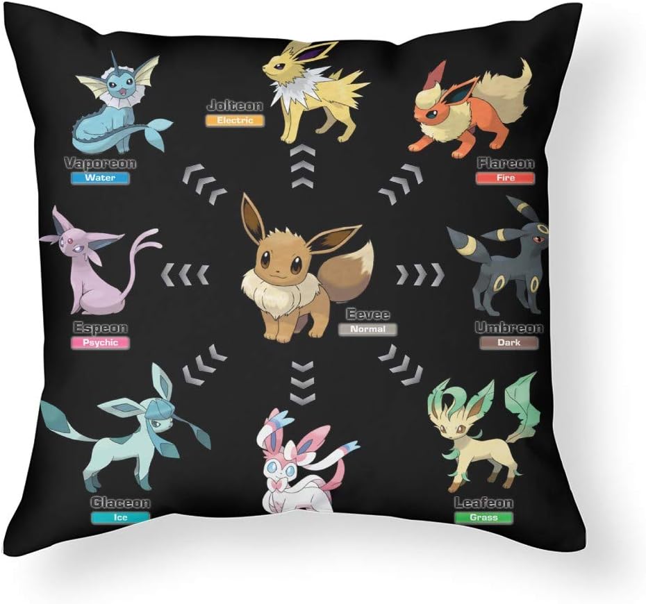 LVTIAN Eevee Evolutions Standard Throw Pillowcase 18X18 Inch