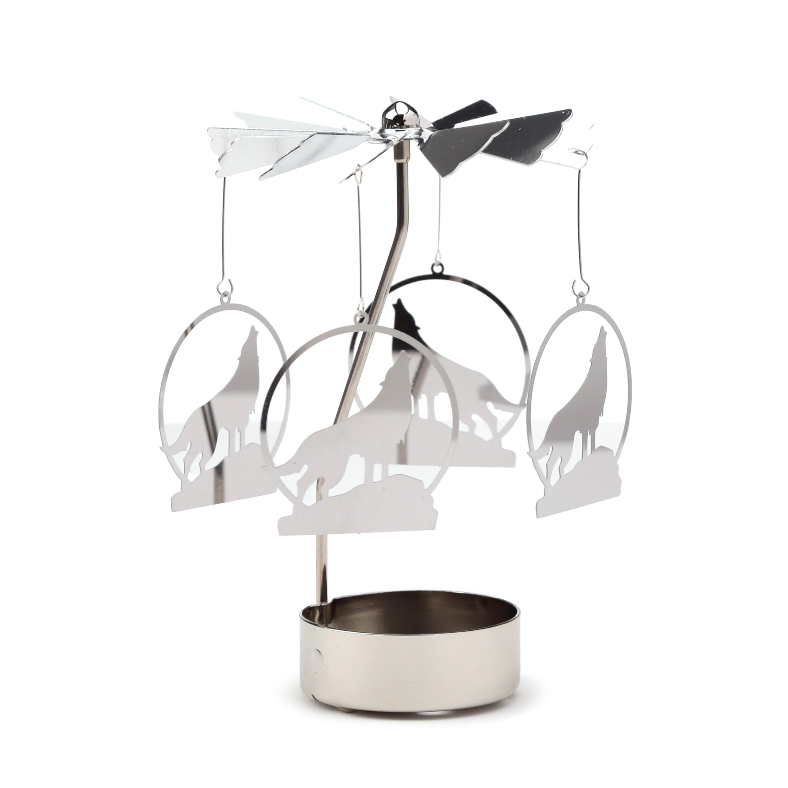 Puckator Howling Wolf Rotating Carousel Spinning Tea Light Candle Holder - Living Room Accessories - Wolf Themed - Home Decoration - Ornaments - Candle Holder - Table Centrepiece Decoration