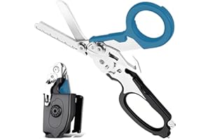 ZHEJIBBANG Multi-function Trauma Shears With Holster, Heavy Duty Stainless Steel Emergency Response Shears, Foldable Medical Shears for Nurses, Folding Scissors with Strap Cutter and Glass Breaker (Navy Blue)