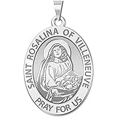 PicturesOnGold.com Saint Rosalina of Villeneuve Oval Religious Medal - 2/3 Inch X 3/4 Inch - Sterling Silver