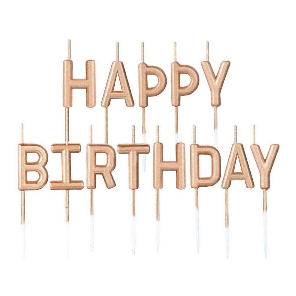Happy Birthday Candles Set,Metallic Cake Candles Happy Birthday Letter Candles Cup Cupcake Toppers for Wedding Birthday Party Baby Bridal Shower Anniversary Cake Decorations Supplies Champagne