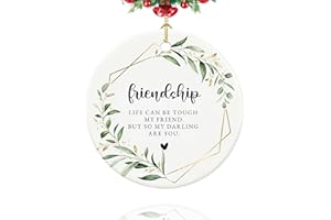 ZCAIGOO HOME Friendship Ornaments 2024, Friend Ornaments for Women,Friendship Gifts for Women, 2.9" Ceramic Friendship Christmas Ornament 2024