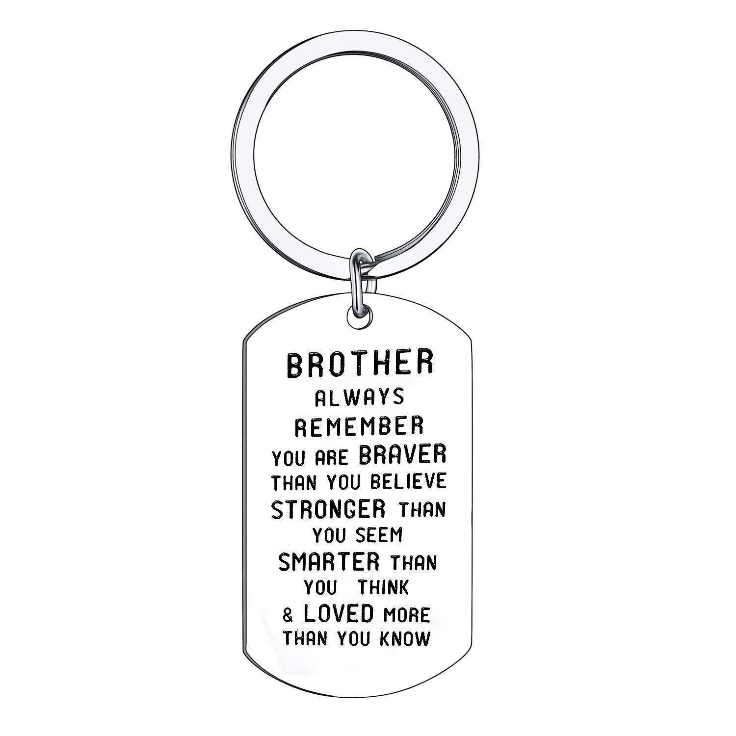 BESPMOSP Inspirational Brother Gifts - Braver Than You Believe Keyring & Keychain - Graduation & Birthday Present