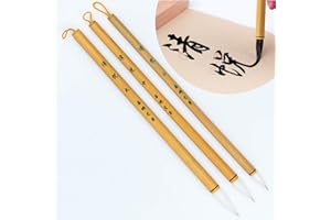 QI MING WEN FANG Qiming WenFang QingYue Zhongkai Chinese Brush, Yang Jian Hao Chinese Calligraphy Brush for Regular Script/KaiShu, Running Script/Xing shu, Cursive/Cao Shu (QingYue 3pcs Set Small+Medium+Large)