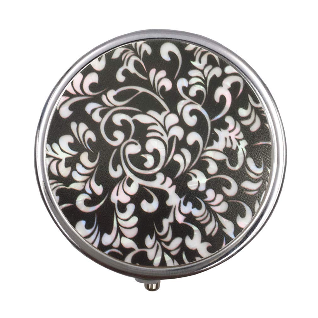 Ulalaza Round Metal Pill Case, 2in (5.08cm) Diameter, 3 Compartments, Easy Open, Portable, Travel Pill Dispenser for Purse — image 1