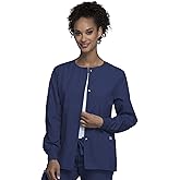 Cherokee scrubs jacket for women, Snap Front Warm-Up Jacket with 3 Pockets and Easy Care - 4350