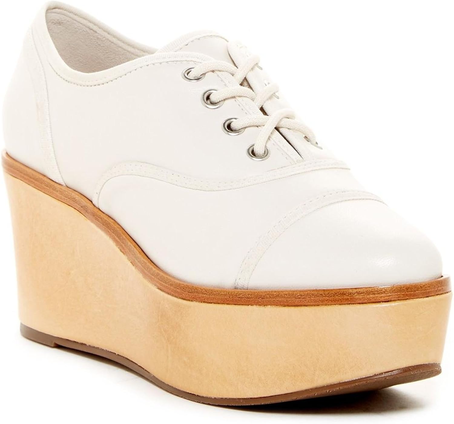 SCHUTZ Coty Pearl White Leather Lace Up