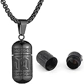 Scddboy Tibetan Buddhist Meditation Stainless Steel Pendant Memorial Cremation Ash Pill Container Necklace 23.6+1.96" Chain