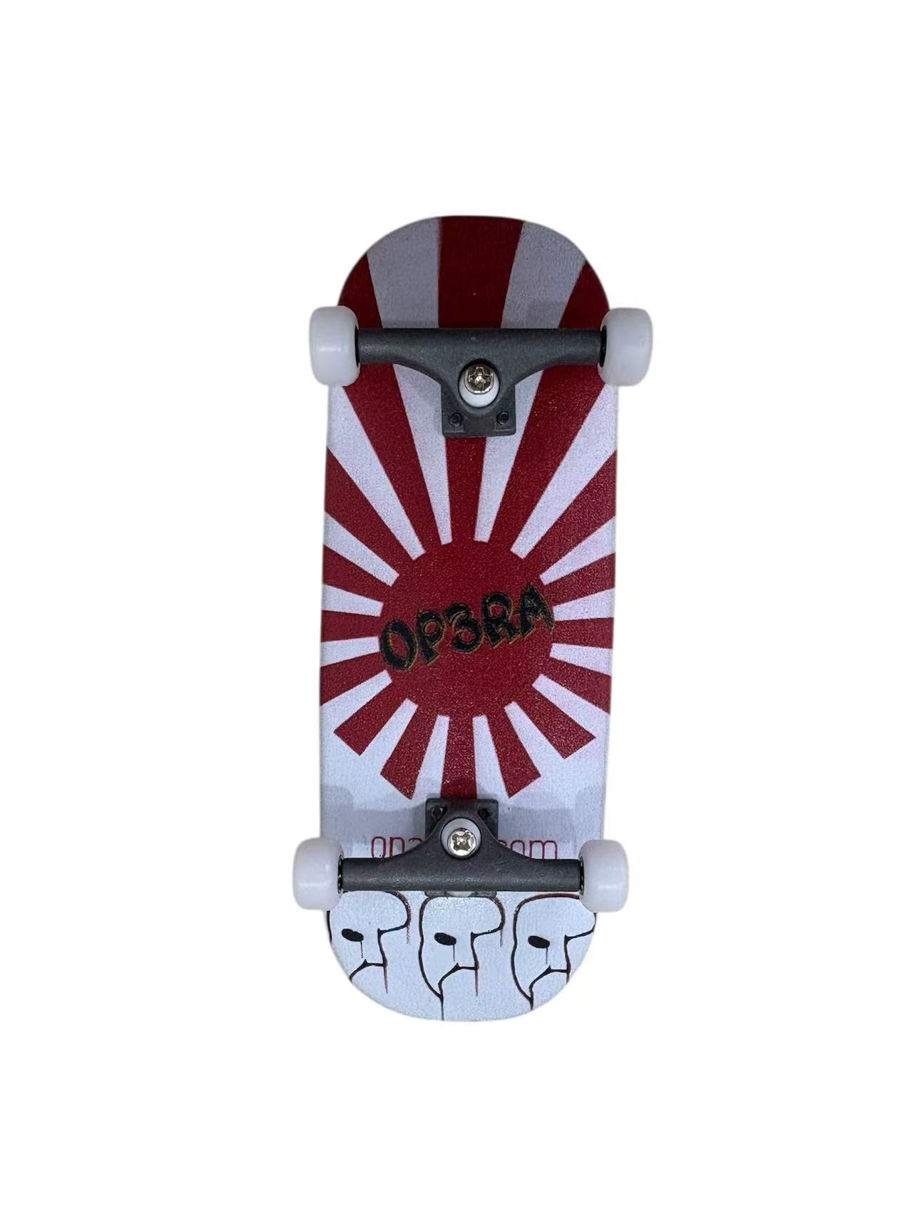 LEEFAI Pro Fingerboard Complete 34x96mm Pre-Assembled Set up with Solid Metal Trucks, Bearing Wheels-OP3RA Fingerboard Beginner Series (Red Rays)