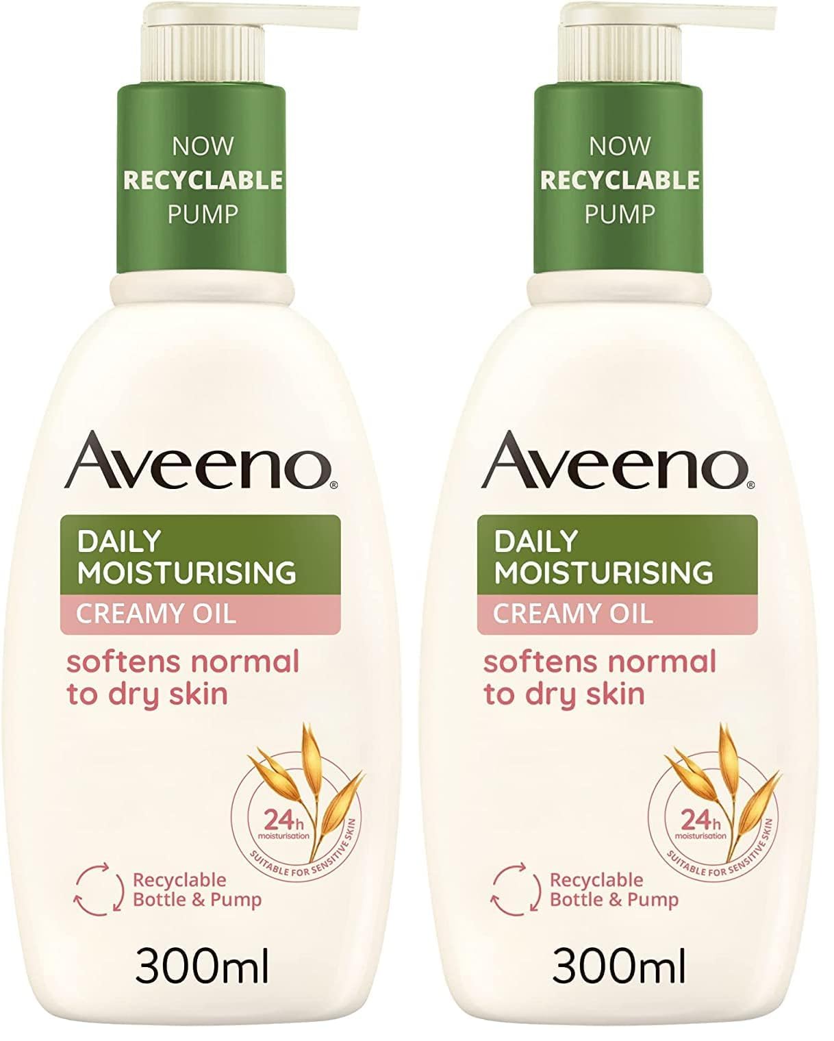 Aveeno Daily Moisturising Creamy Oil | Softens and Smooths Skin | Body Cream for Normal to Dry Skin Care | Almond | 300 ml [Packaging may vary] (Pack of 2) — image 1