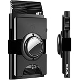 TOYFID Minimalist Wallet for Men,Slim Wallet Compatible with AirTag,Card Holder Metal Wallet,Pop Up Wallet,Metal Card Holder,Quick Access Card,Rfid Blocking Protection,Hold 12+ Credit Cards (Black)