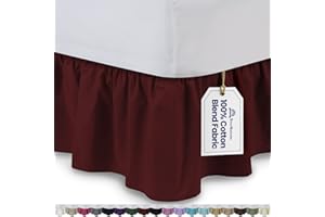 ShopBedding Ruffled Bed Skirt (Full, Burgundy) 14 Inch Drop Dust Ruffle with Platform, Poly/Cotton Fabric, Available in All Bed Sizes and 16 Colors - Blissford