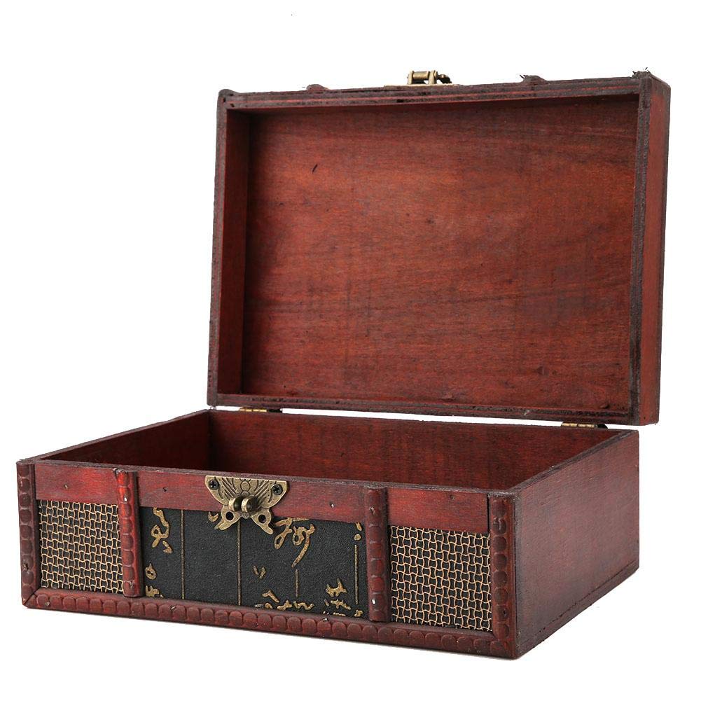 Cikonielf Vintage Wooden Storage Box Antique Style Jewelry Organizer Decorative Storage Box Wooden Storage Gift Box (#1)