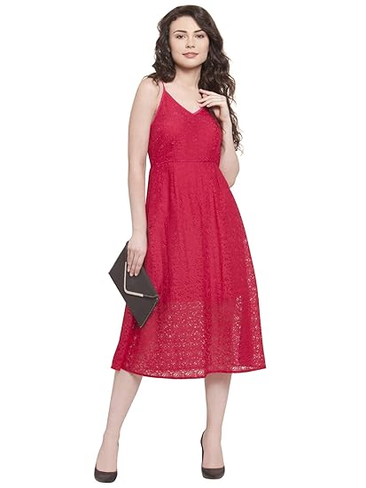 dark pink midi dress