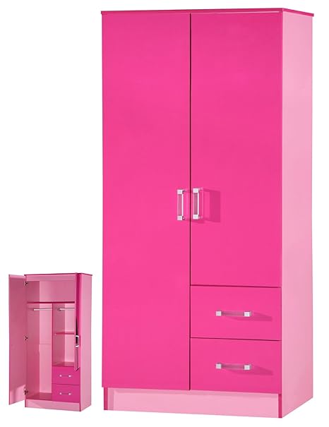 Marina 2 Door Double Combination Wardrobe Ultra High Gloss Quality