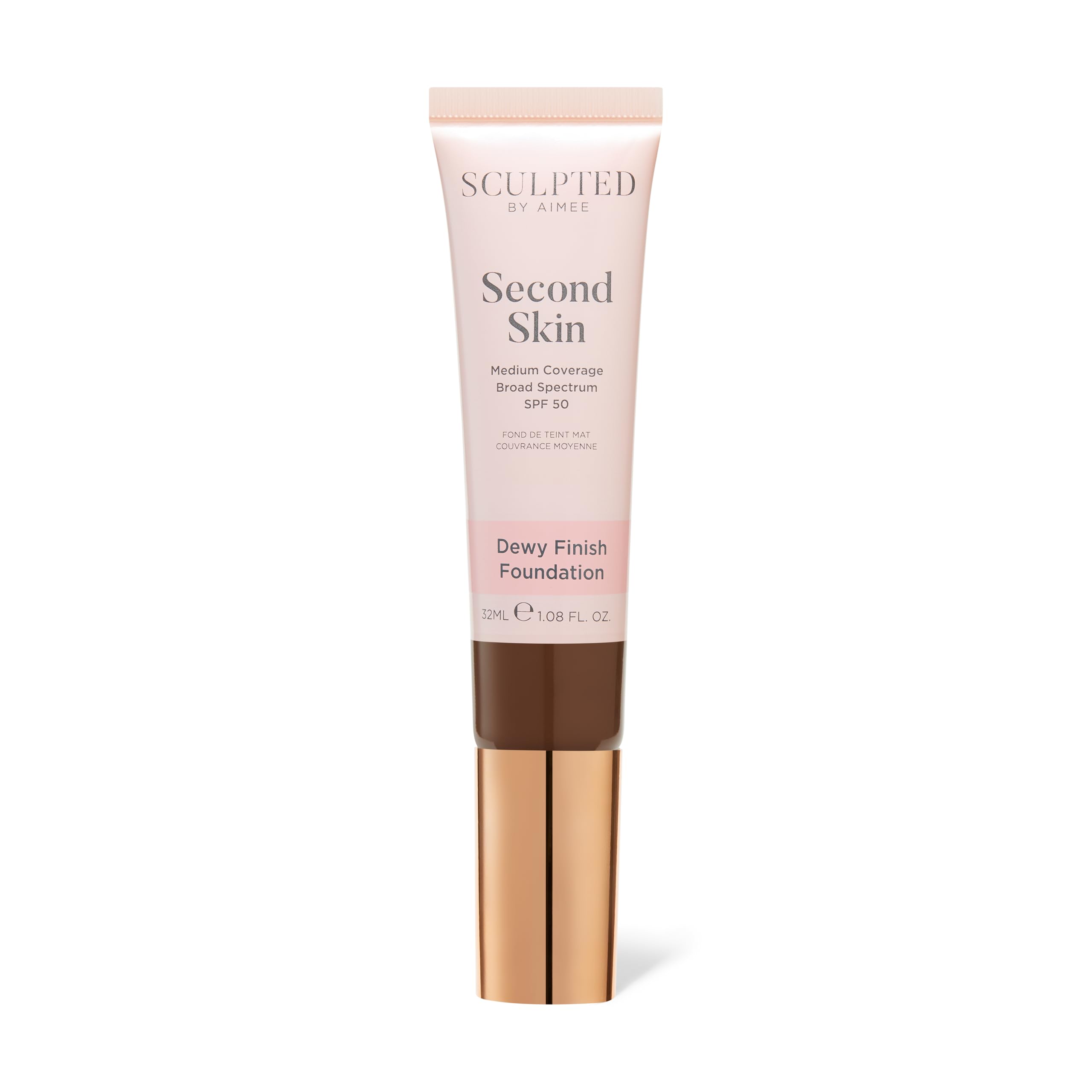 Second Skin Dewy Liquid Face Foundation from Sculpted by Aimee - 32ml Buildable, Medium Coverage Foundation with Dewy Finish, Hyaluronic Acid, Collagen Boosting Formula, SPF 50, (Deep 7.0)