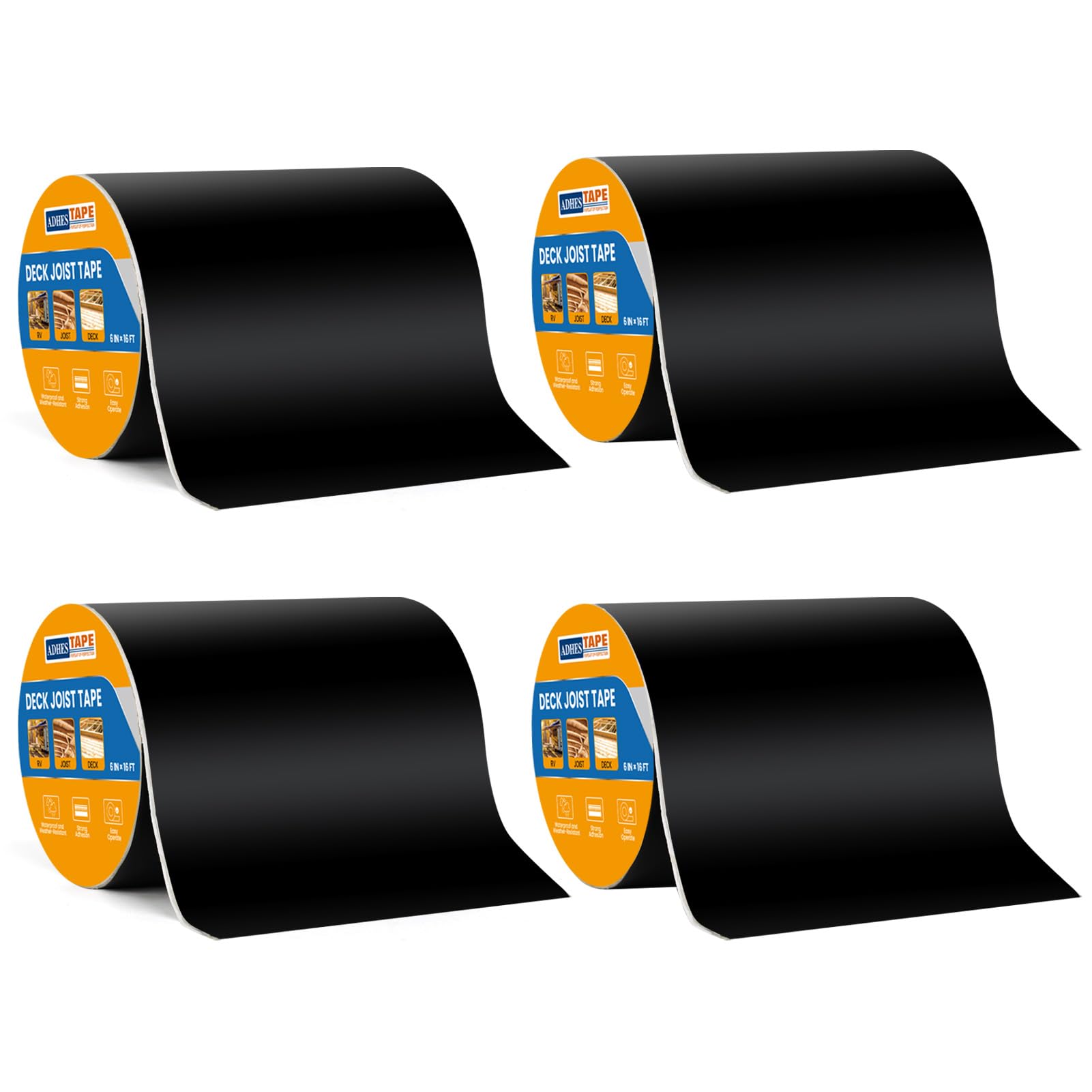 ADHES Weather Resistant & Waterproof Joist Tape - 15cm x 5m, 4 Rolls, Ideal for Wood Decks & Roofs, Outdoor Construction