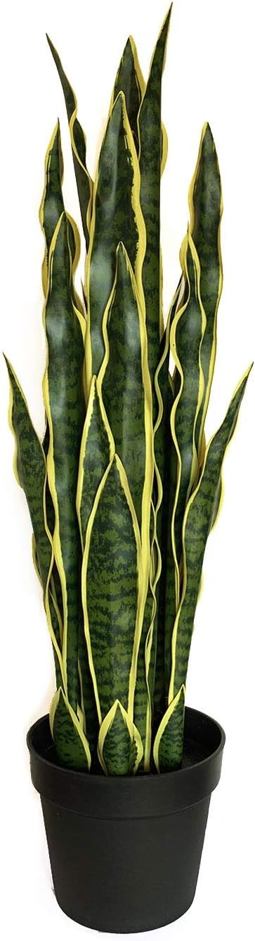 BESAMENATURE Artificial Snake Plant, Faux Sansevieria Plant/Agave Plant for Home Decor, 3 feet Tall, Yellow