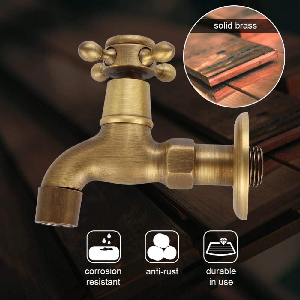 European Classic mop Pool Faucet wall Mounted Single Cross Handle Solid Brass Vintage Antique Oil Rubbed Bronze Water tap Elegant Smooth Luxury Cold hot Water Control Sink Faucet - Image 3