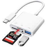 USB C to SD Card Reader, Raycue SD Card Adapter with SD MicroSD USB 3 Ports, USBC Memory Card Reader for iPhone 15 16 17, iPad, Mac, MacBook Pro/Air, Android and More USB-C/Type C Devices